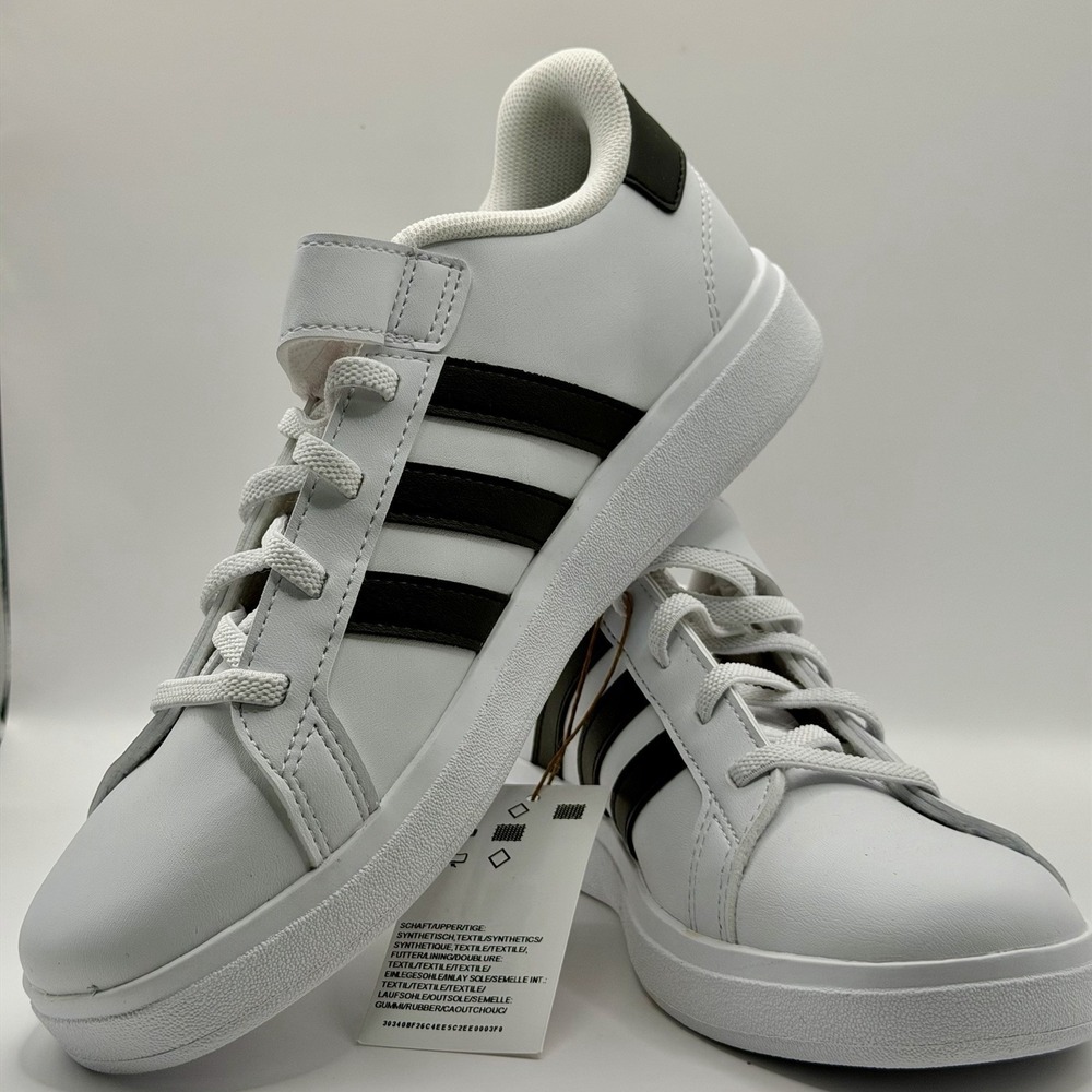 Adidas Grand Court 2.0 EL K White/Black Kid's Sneakers - Size 5 NWB GW6521